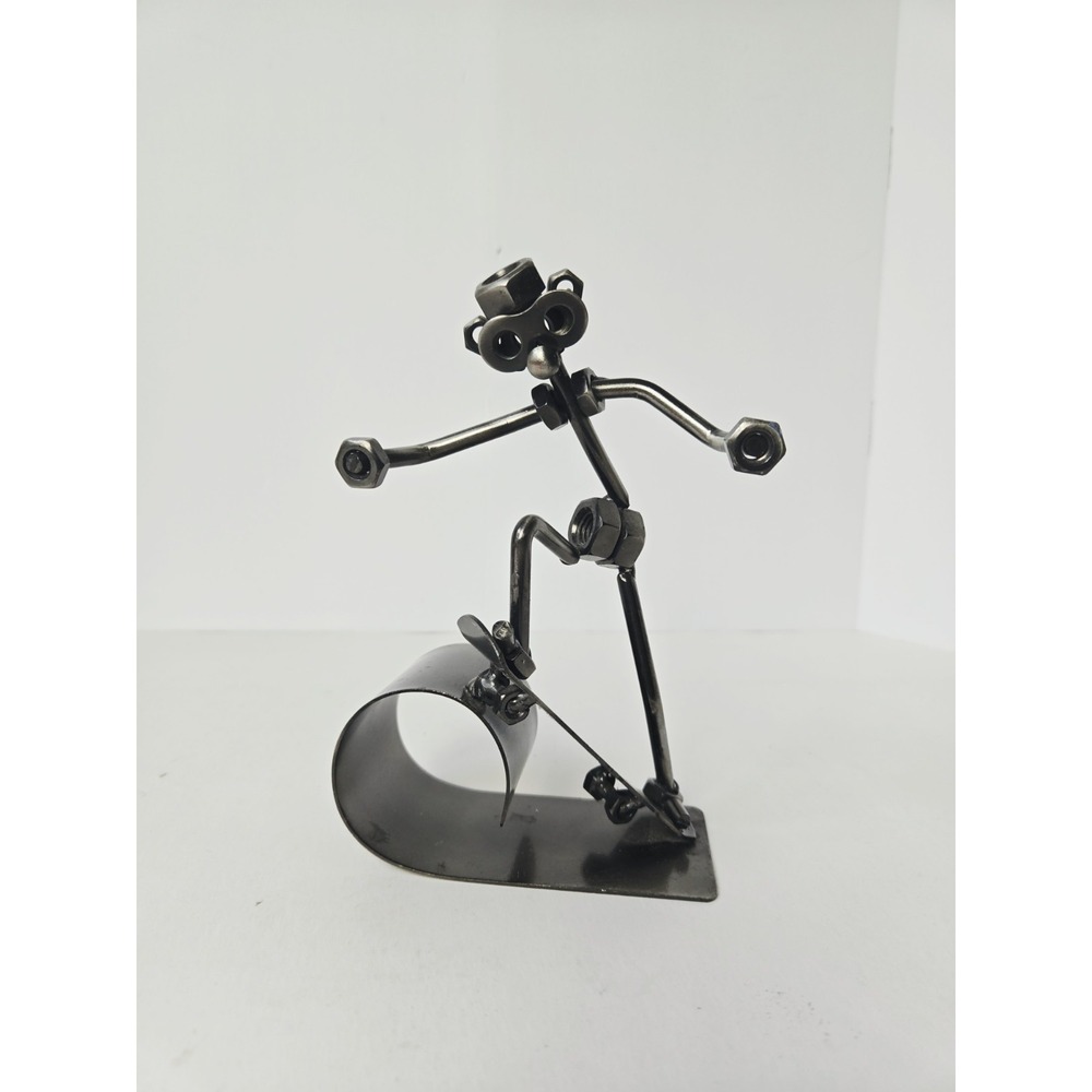 Nuts and Bolts metal art statue guy skateboarding 7 1/2"